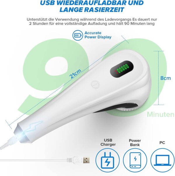 M23 Portable Lint Remover USB Rechargeable Lint Remover for Various Fabrics With Screen Power Display - Image 6