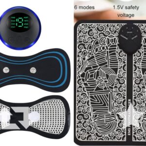 pack Of 2 Ems Butterfly Portable Neck Massager Rechargeable, And  Ms Foot Massager Pad Improve Blood Circulation