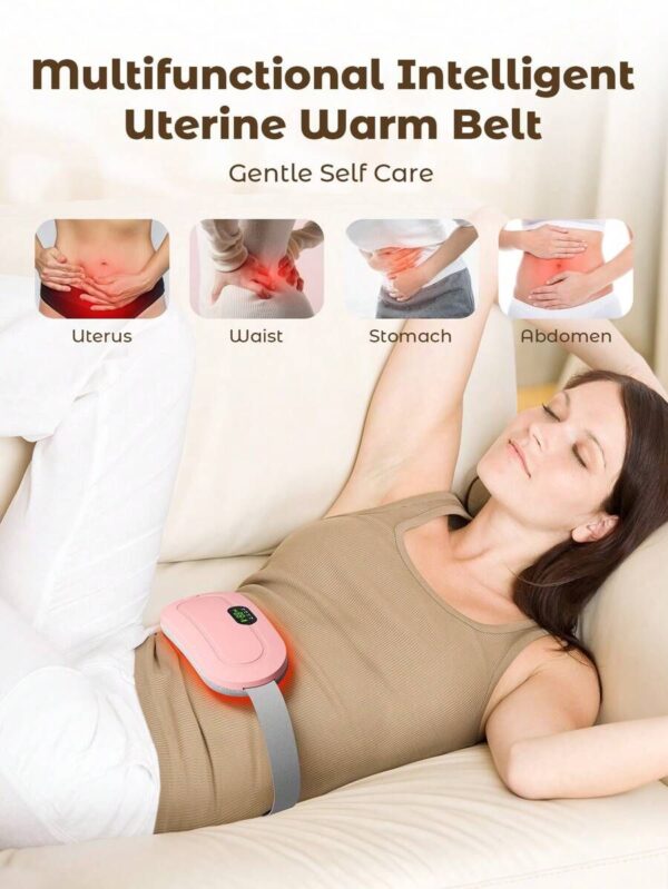 Period Belt, Cramp Relief Belt & Massager, Heated Belly Belt for Menstrual Cramp Relief with 3 Heat Levels and 4 Modes, Electric Belt Massage for Women and Girls, Heated Belly Belt, Electric Heating Pad for Pain Relief - Image 5